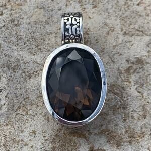 Sadye L. Vassil (SLV) Pendant Sterling Silver and Large Oval Smoky Topaz